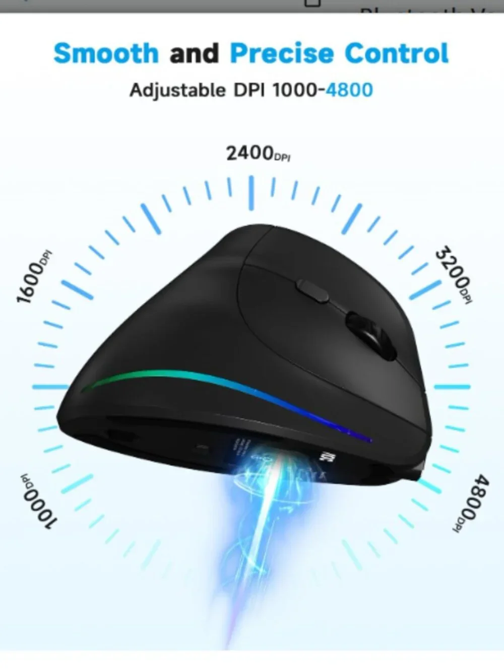 AOC 2.4GHz Ergonomic Mouse, Wireless Bluetooth Vertical Mouse for Work New